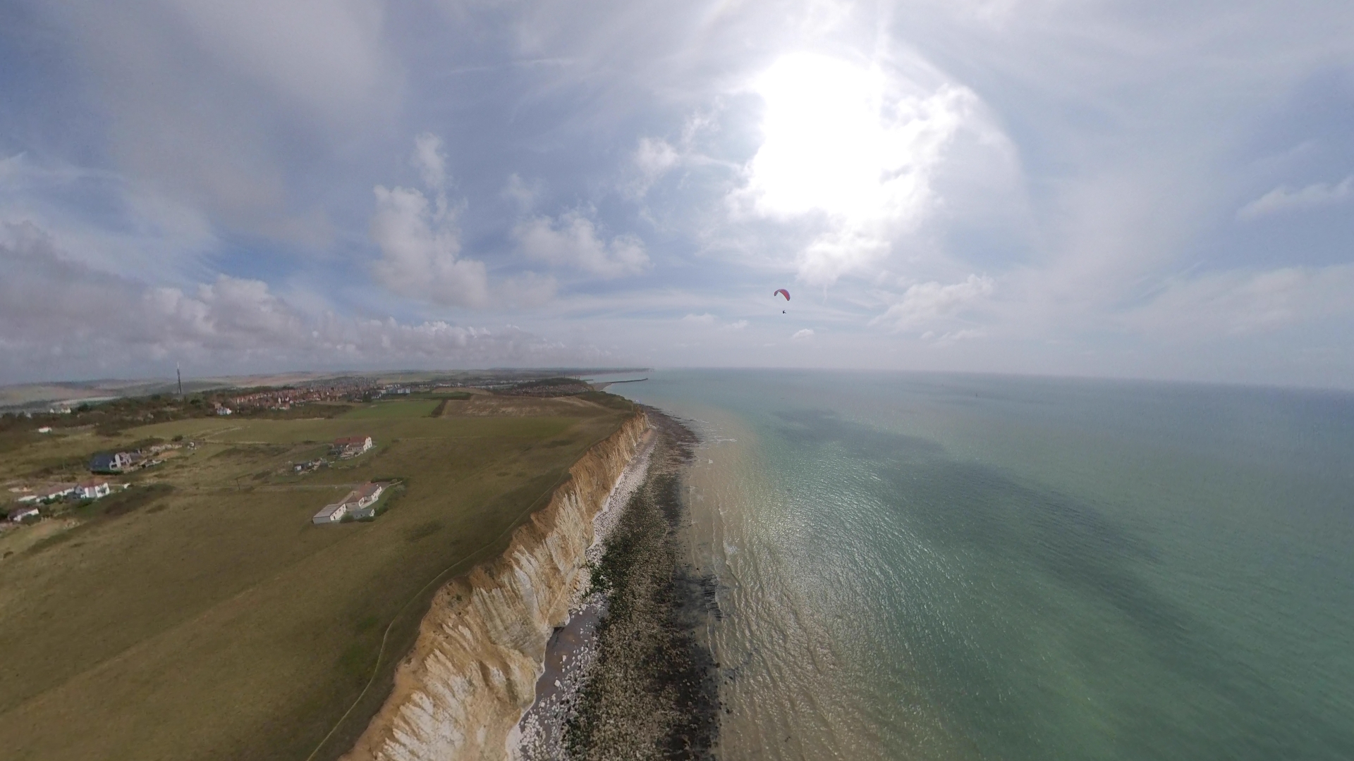 Scenic tandem paragliding flight in East Sussex with Mile High Paragliding