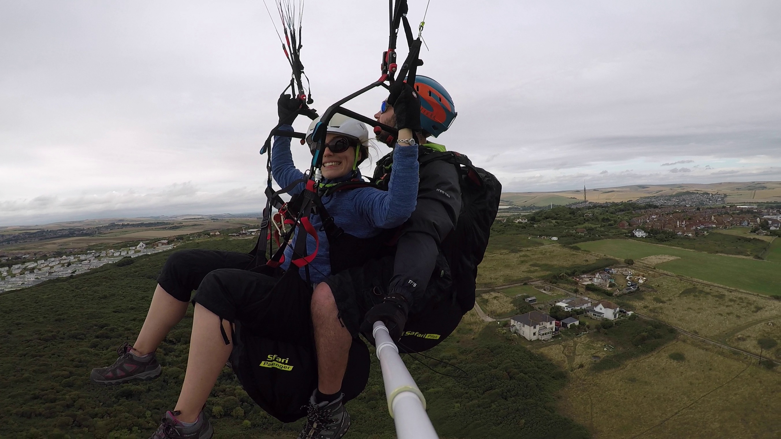 Mile High Paragliding newest pilot in charge flying the Sussex coast near Brighton
