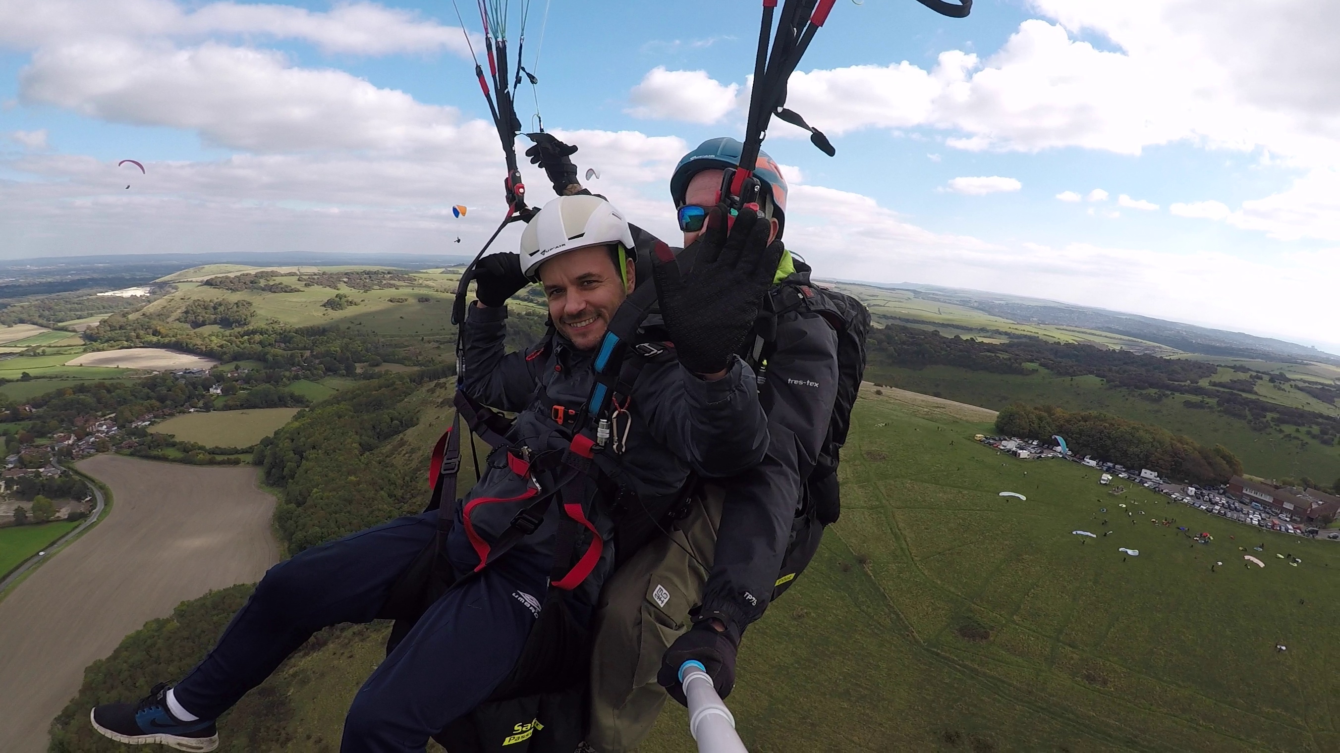 Tandem paragliding at Devils Dyke with Mile High Paragliding gift ideas