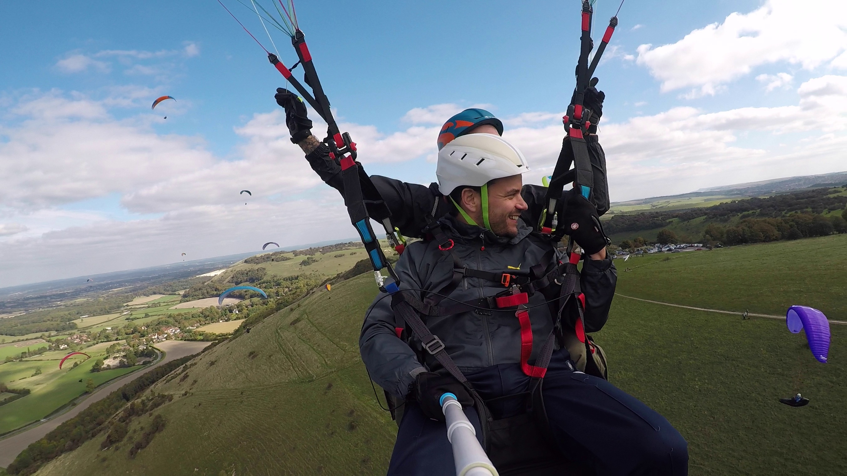 Tandem paragliding at Devils Dyke with Mile High Paragliding gift ideas
