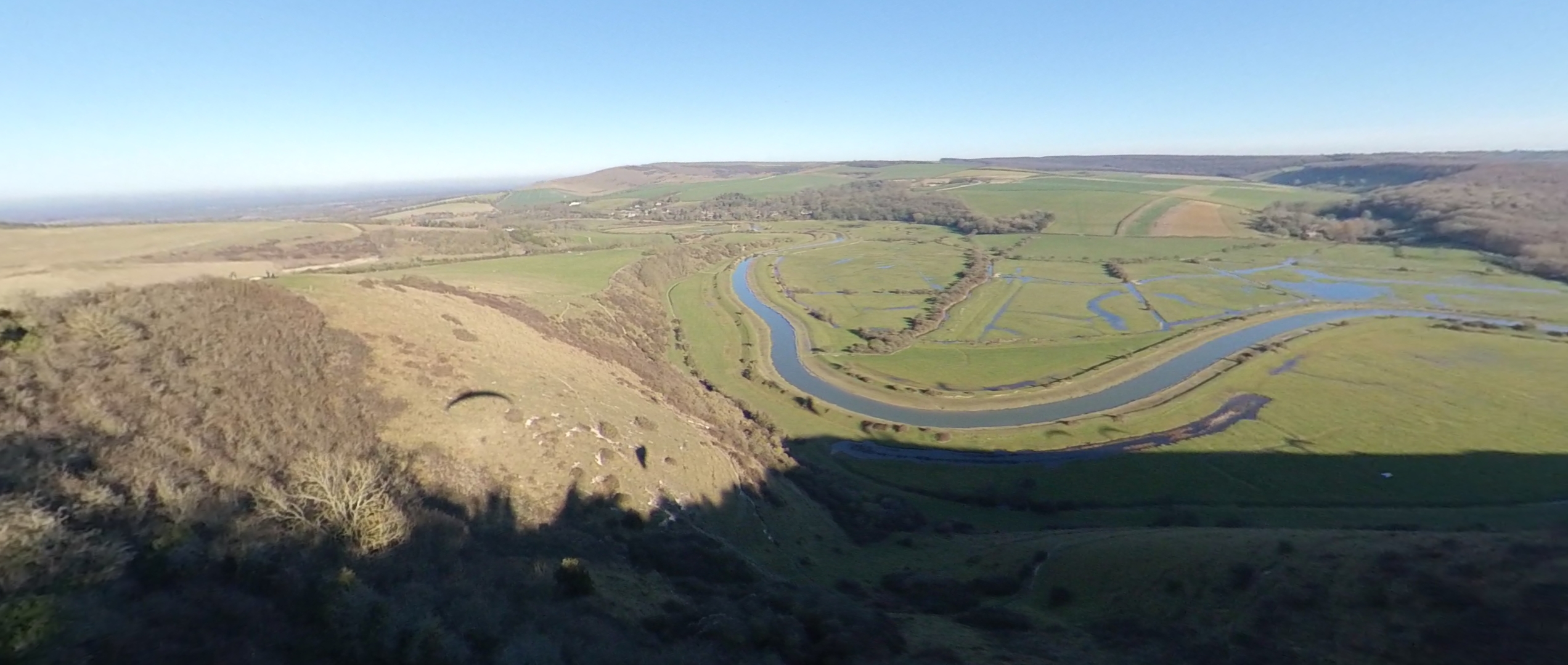 Birds eye view during a tandem paragliding experience flight with Mile High Paragliding